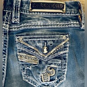 Rock Revival Distressed Blue Jeans
